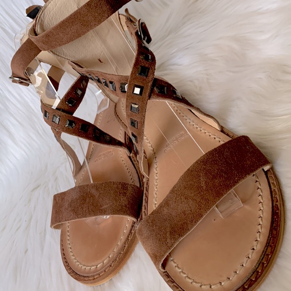 NWOT Piranha Italia Genuine Leather Studded Gladiator Flats - Picture 10 of 10